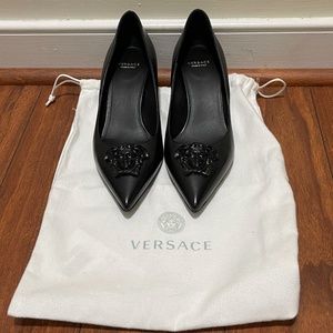 Versace Black Medusa Kitten Heels